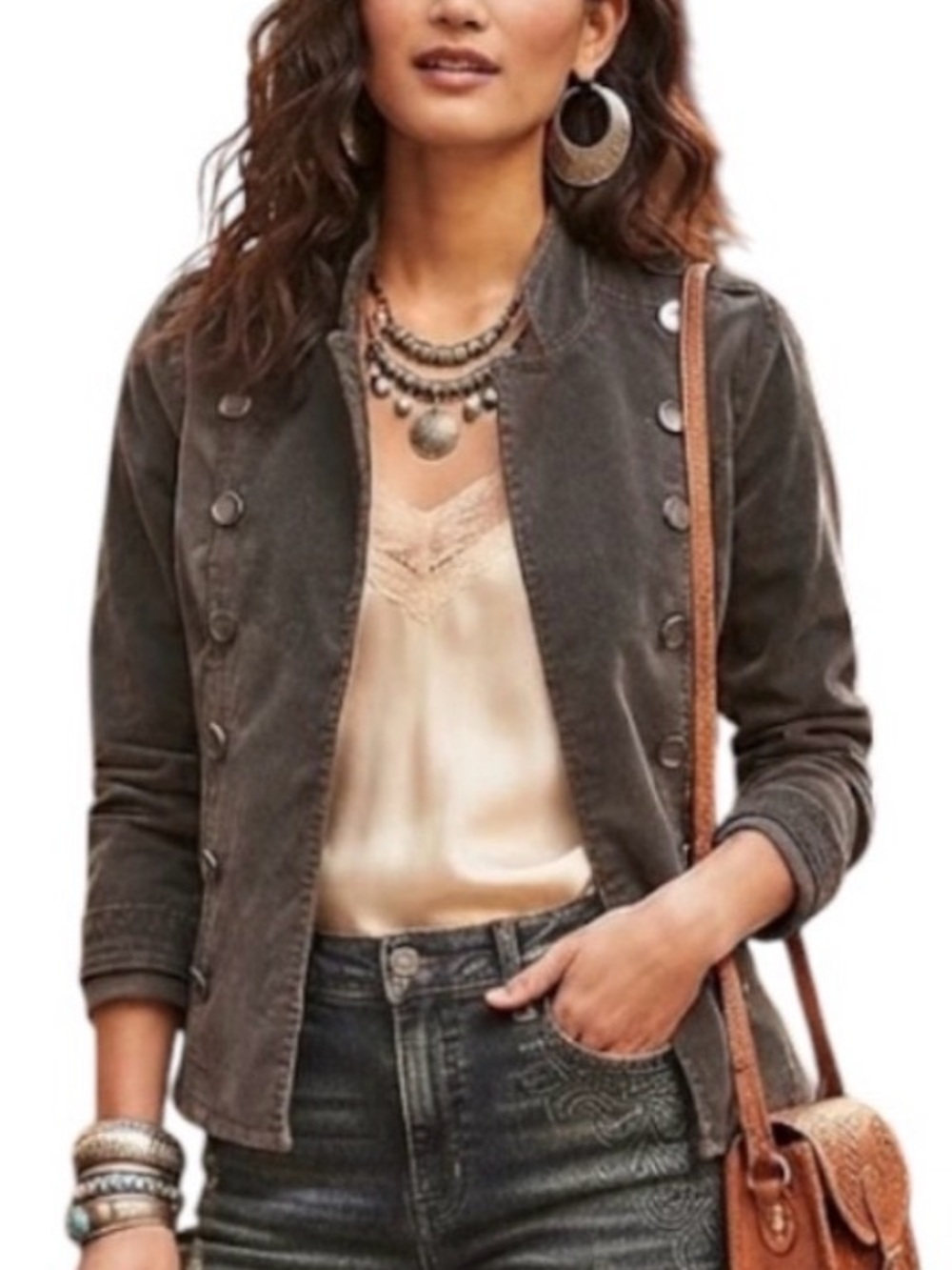 ANTHROPOLOGIE x MARRAKECH Grey Knit Cadet Utility Jacket Size Small